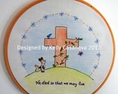 Embroidery pattern PDF download - "He died so that we may Live"