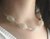 Silver necklace , organic necklace , pods necklace , wire crochet jewelry , unique neckalce , handmade jewelry , organic silver beads