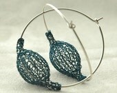 Blue large hoop earrings - Pod on a hoop - volume fashion - Yoola