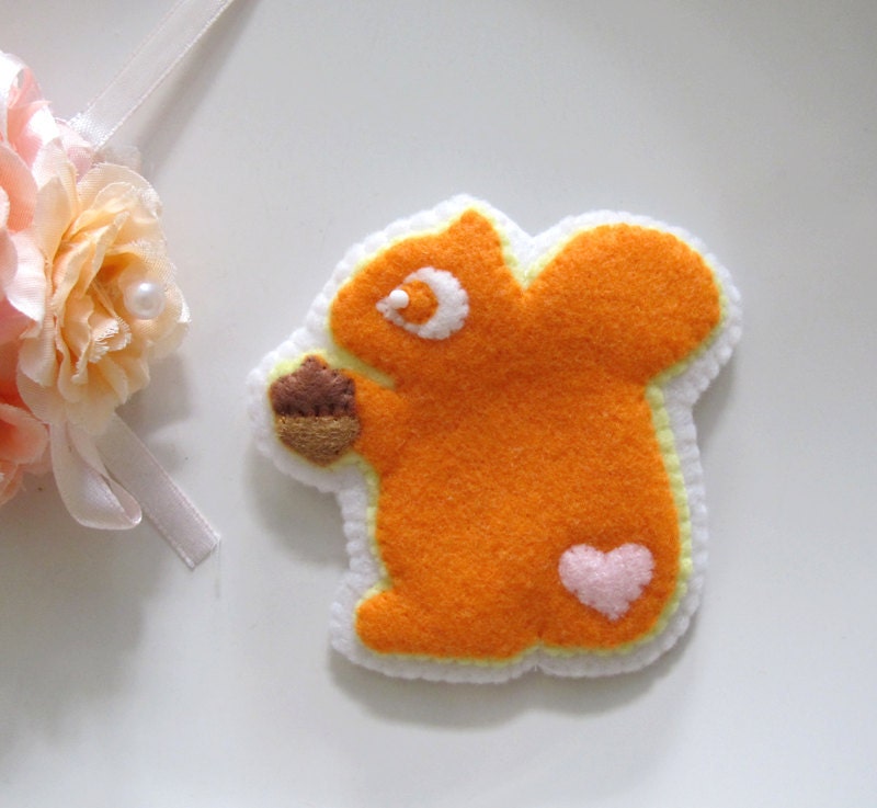 Mr Loving Squirrel Orange And His Acorn Brooch