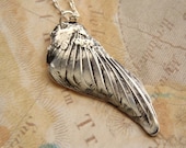 Woodlands Bird Jewelry, Hummingbird Wing Jewelry, Dainty Necklace, Real Hummingbird Wing Pendant in Eco Friendly Recycled Fine SIlver