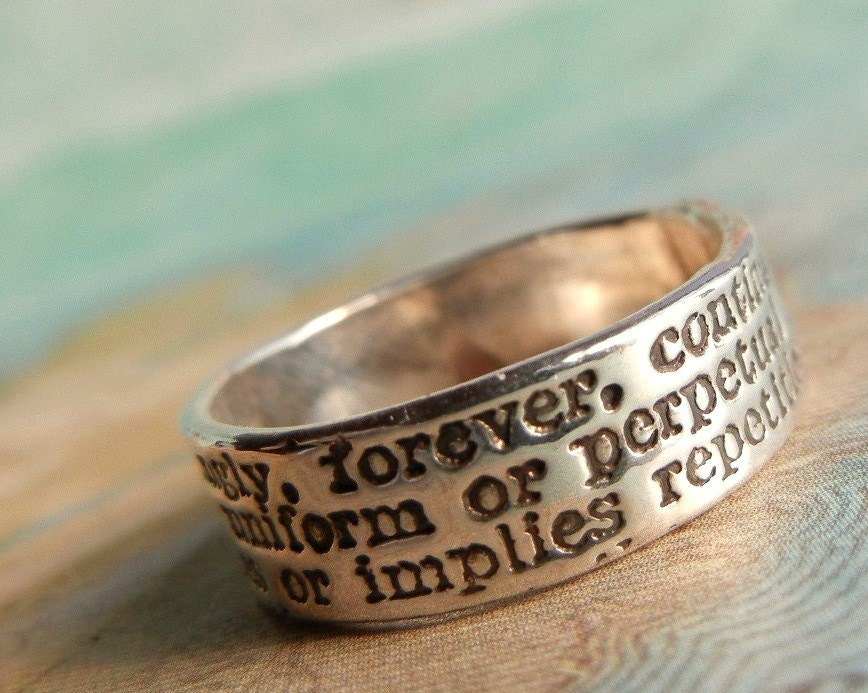 Always Definition, Commitment Ring in Recycled Fine Silver, Eco Friendly Gift for Her or Him, Custom Sizes 4 5 6 7 8 9 10 11 12 13 14 15