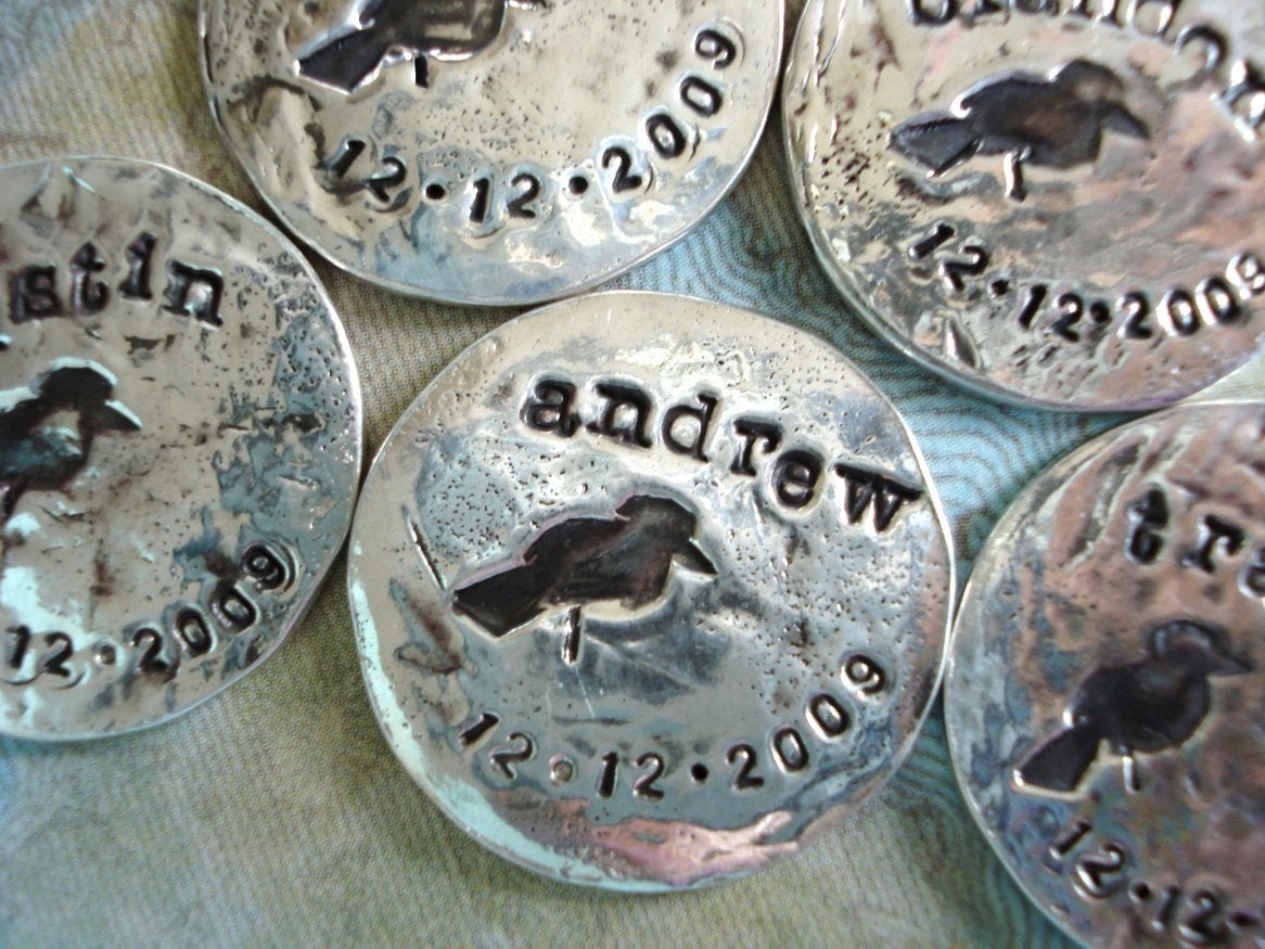 Wedding Party Gifts, Groomsmen Gifts, Father of the Bride Gift, Set of 5 Silver Custom Golf Ball Markers, Personalized BOTH Sides