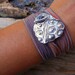 Silk Ribbon Wrap Bracelet, Fine Silver Mother Nature Texture Clasp, Yoga Jewelry Wrist Wrap, Nautical Jewelry, HappyGoLicky Original Art