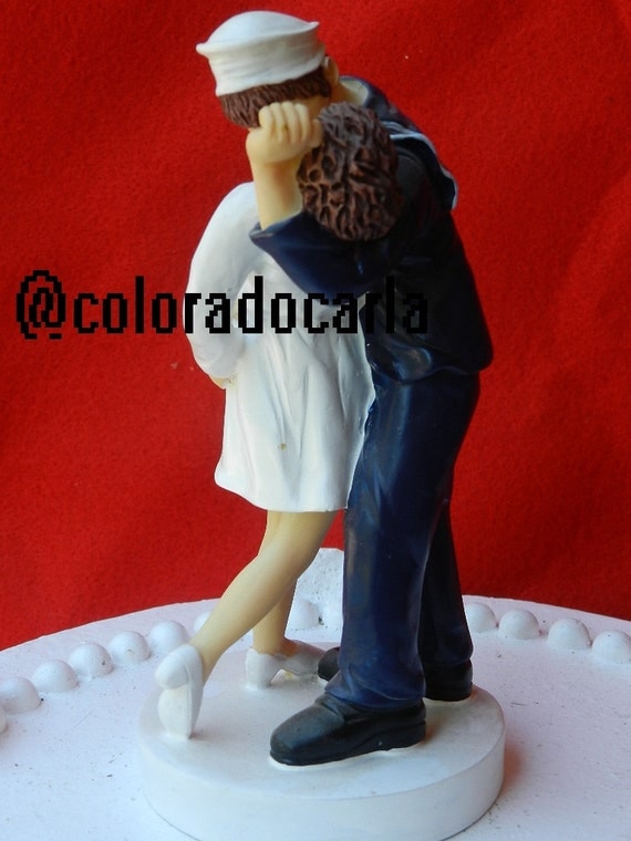 Military USN   Navy Sailor Kiss Bride Wedding Cake Topper