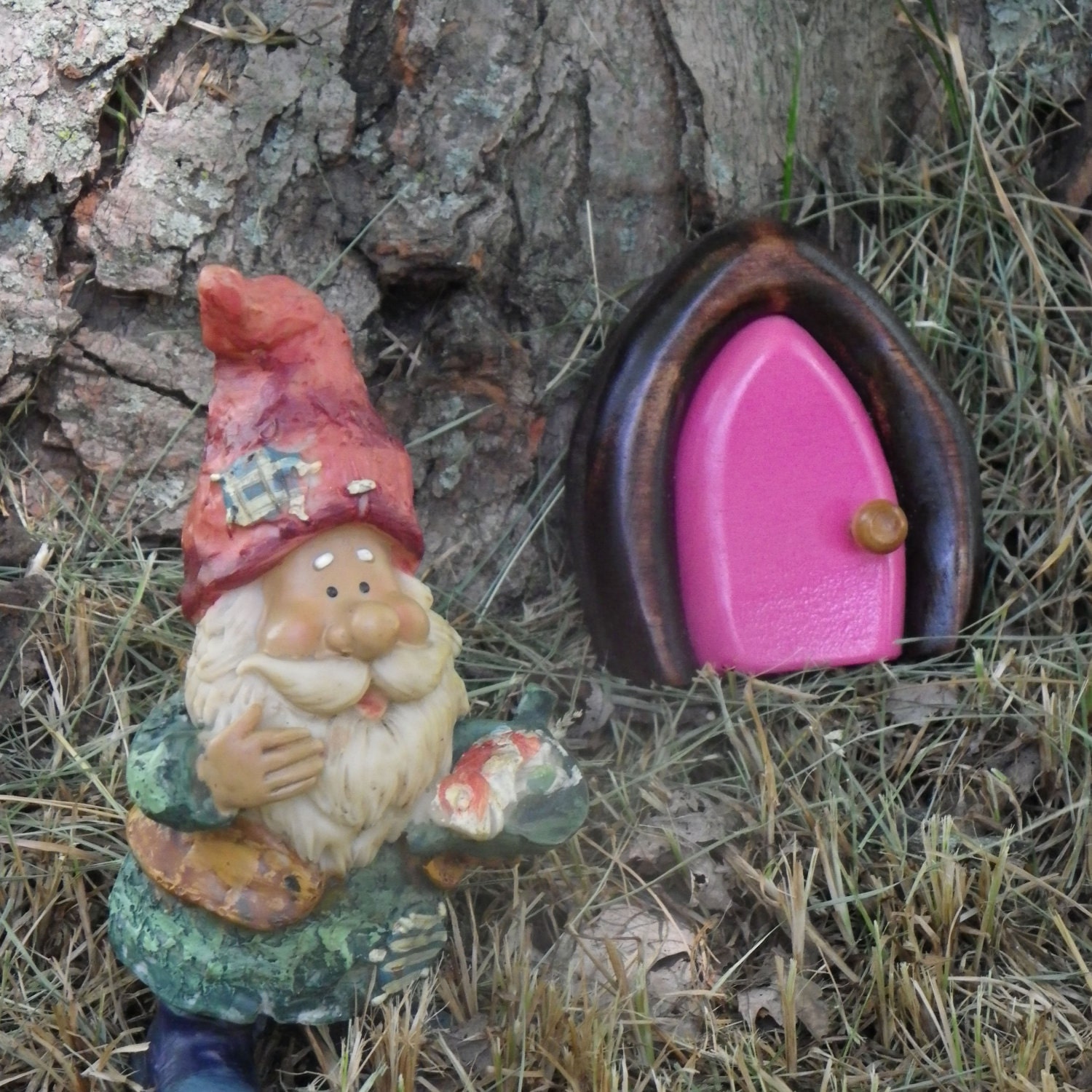 berry pink Mini Gnome door  Fairy Door / faerie door