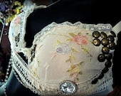 Tribal Fusion Belly Dance Studded Bra - Tea with Cream - size 34B