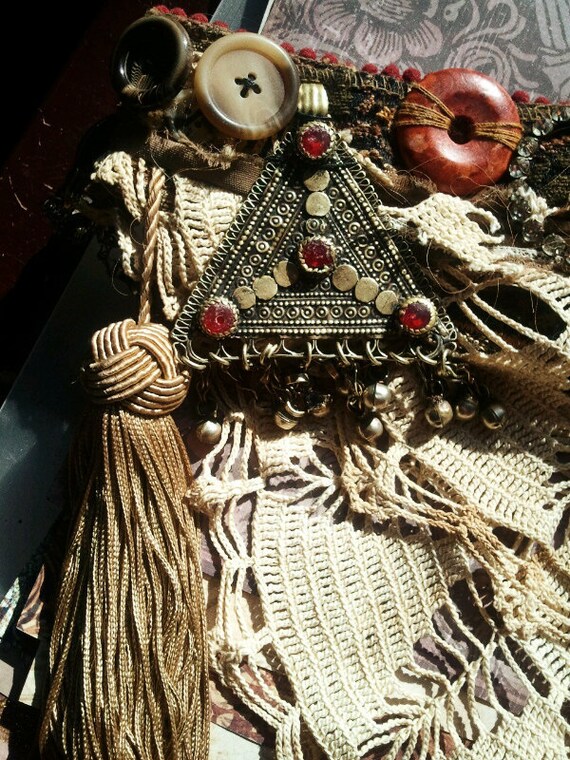 Orientalism in Tattered Lace - Tribal Fusion Belt - size Small