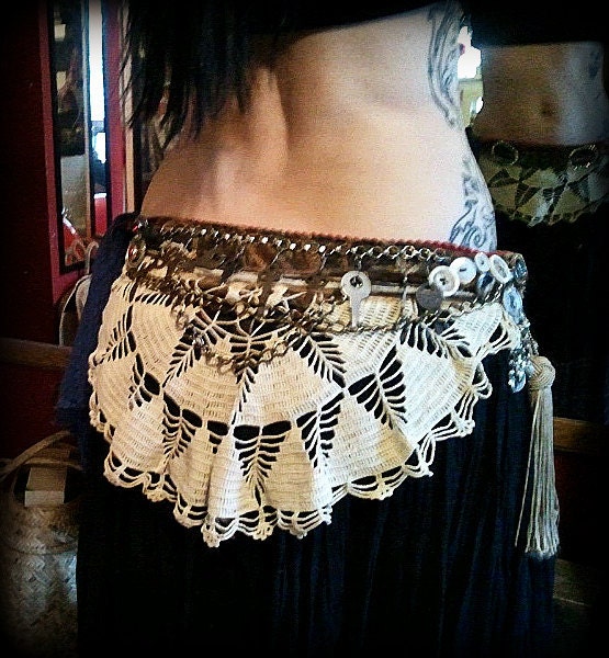 Orientalism in Tattered Lace - Tribal Fusion Belt - size Small