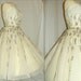 RESERVED For Erin 1950's White Silk Tulle SEQUIN Party Dress Vintage 50's Bridal Couture Formal Bombshell Gown Cocktail Wedding Dress