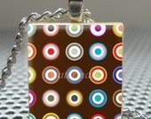 Pendant GROOVY CIRCLES - Necklace Charm handmade with Scrabble Wood Tile ... Jewelry Art by Pieces Of Me Pendants