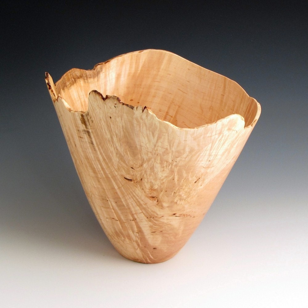 Natural Edge Maple Burl Wood Turned Bowl