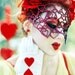 Hearts mask in red leather Valentine