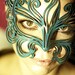 Muse leather mask in teal