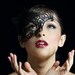 Half mask in black leather "Roxy"