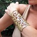 Cuff "Floral" in gold leather 5-3/4" wrist