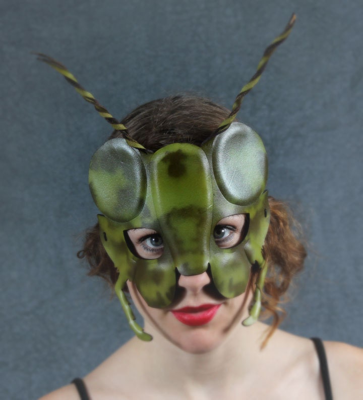 Grasshopper mask in leather