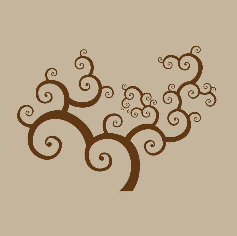 swirly tree vinyl wall decal art graphic