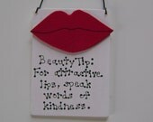 Beauty Tip, Christian,red lips, country decor, Sign