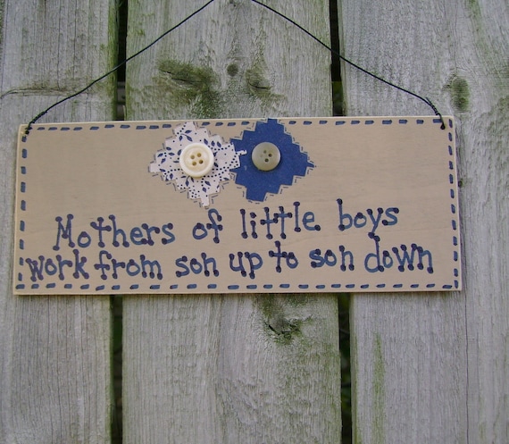 Mothers of Boys, tan & brown, buttons, country decor, sign