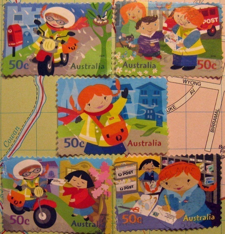 Postie Kate - postage stamp ephemera - contemporary - 2 sets