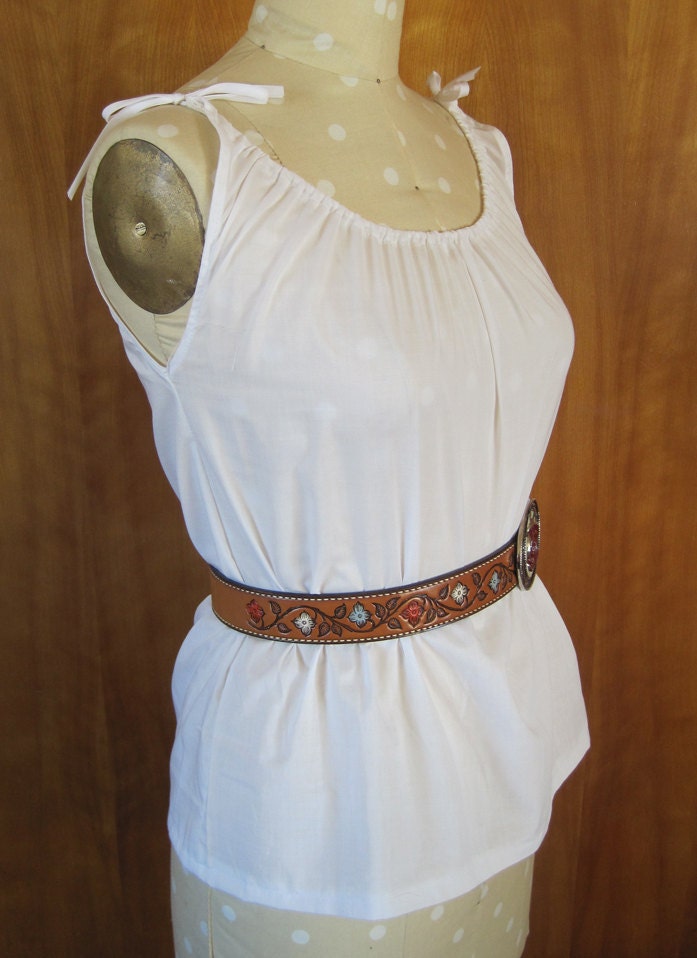 Dolly Bow Blouse - White - Western Rodeo Cowgirl Pinup Southwestern