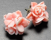 Stud Earrings Studs Post Earrings Flower Earrings . Two Tone Pink and White Flower Bouquet. Argentina Earrings in Pink and White