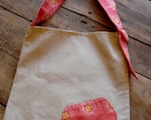Khaki and Salmon floral tote