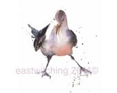 Watercolor Seagull Print, funny art, Ocean Love, seagull painting, beach house art, seagulls