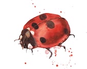 Funny art, kids room art, LADYBUG Print, ladybird, little girl art, dots, spots, spotted