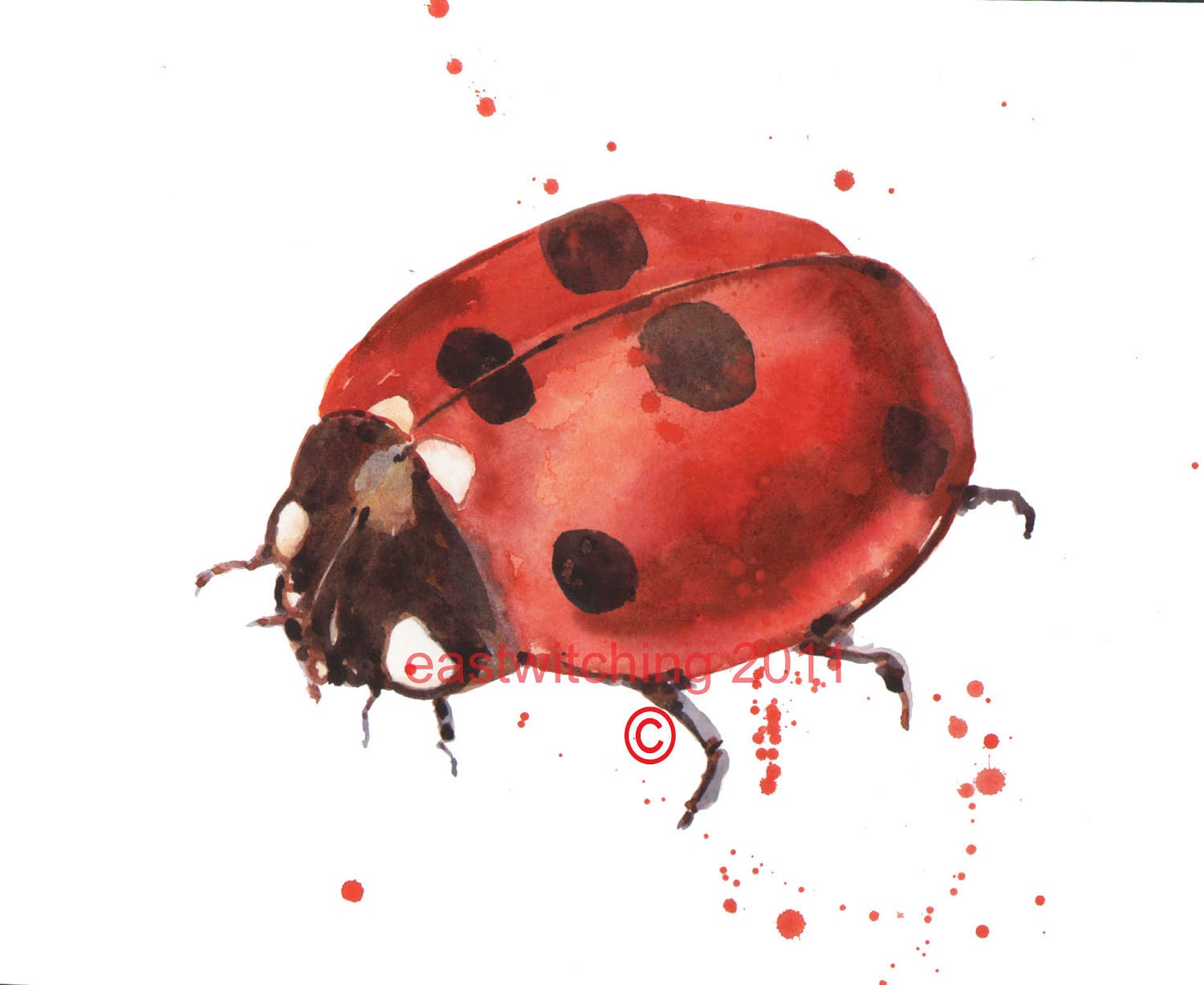 Funny art, kids room art, LADYBUG Print, ladybird, little girl art, dots, spots, spotted