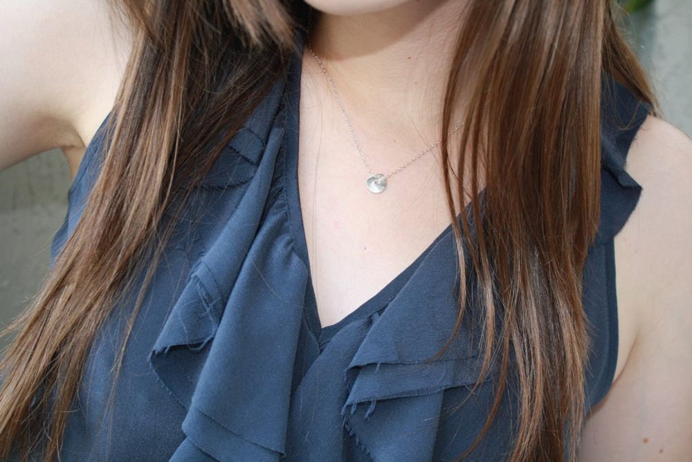 Silver Necklace, Silver Disc Necklace, Simple Modern, Minimalist Jewelry, Thin Necklace