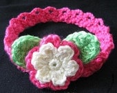 PATTERN in PDF Crocheted flower headband in All Sizes (Newborn baby to Lady size) -- Headband 24