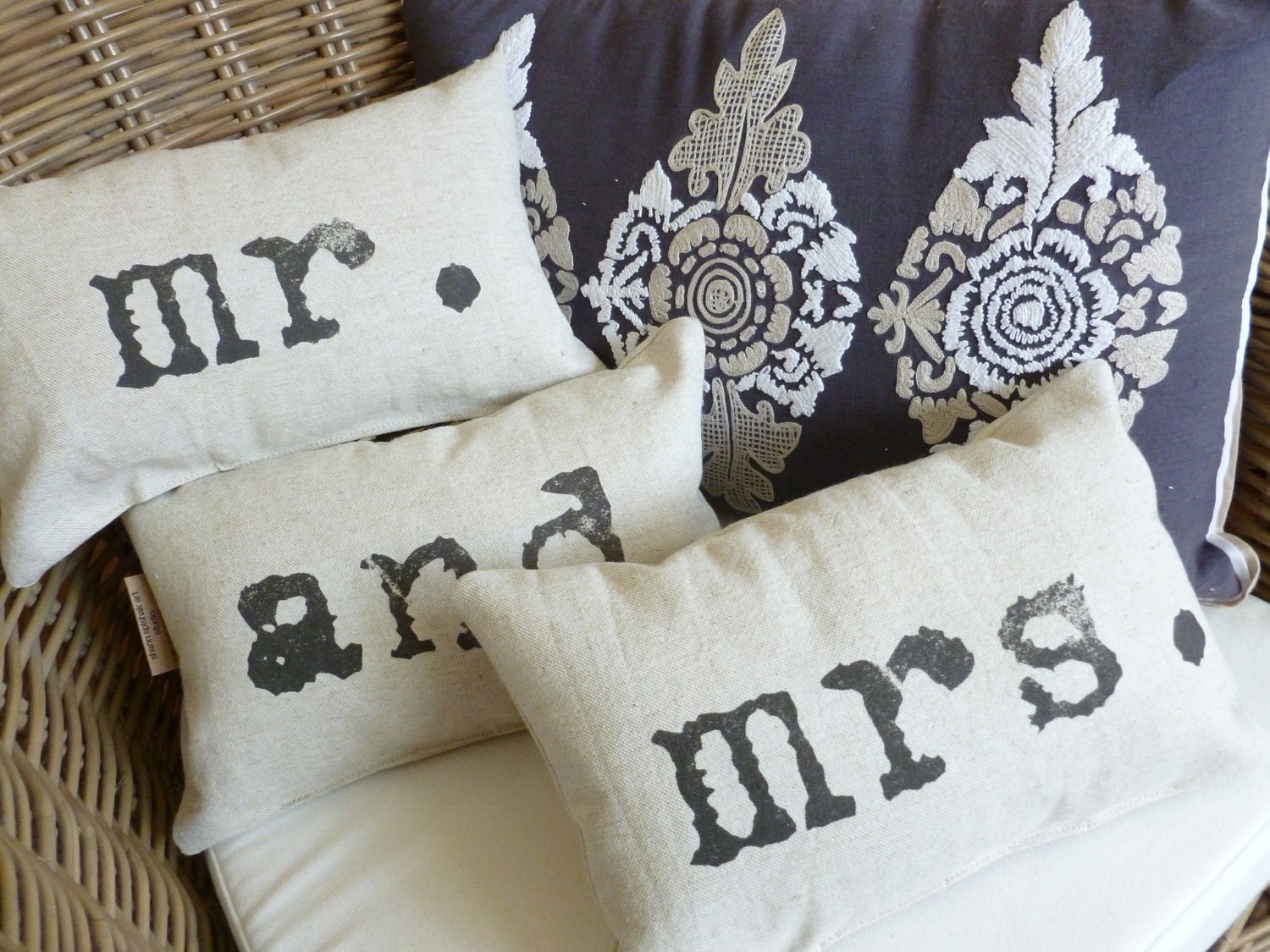 Throw Pillows Set of Three Whimsical for Couple- Made to Order
