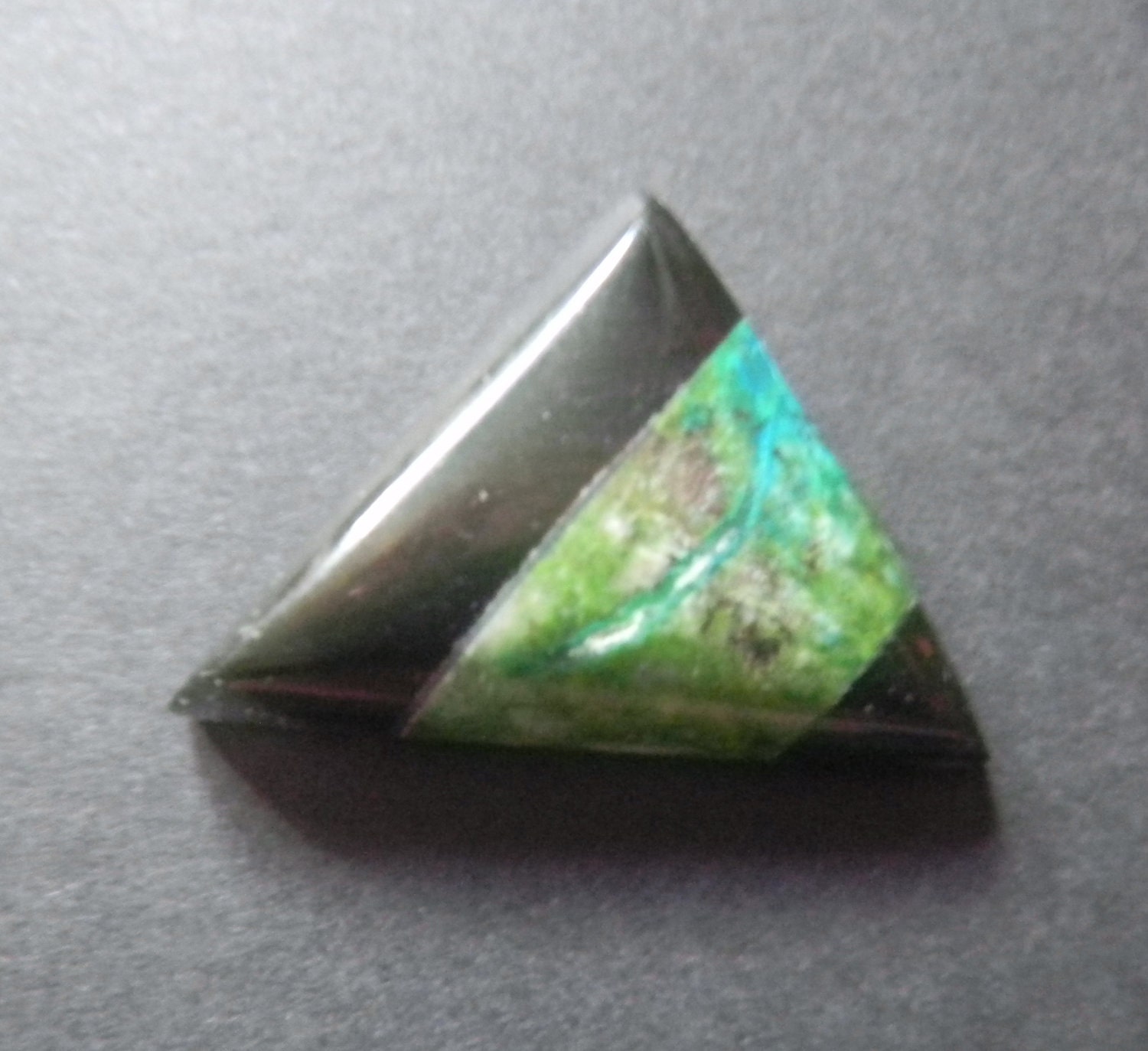 Parrot Wing Jasper and Mahogany Obsidian Triangle Cabochon Large