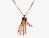LOVED TO DEATH Gothic Victorian Memento Mori Rose Gold Vermeil Squirrel Paw Necklace