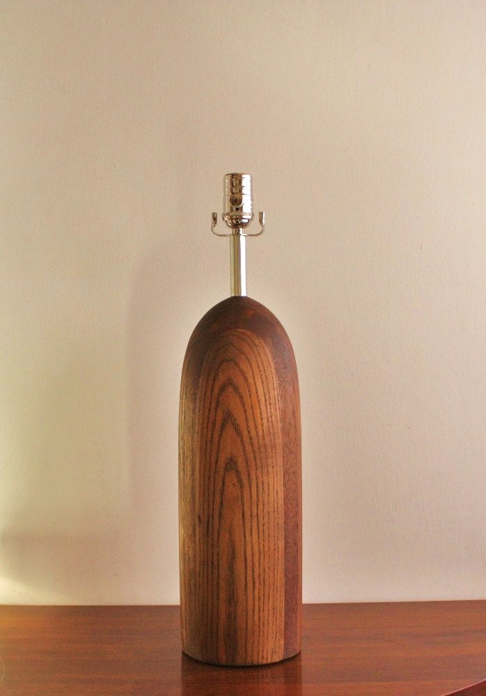 1960s Large midcentury wooden table lamp