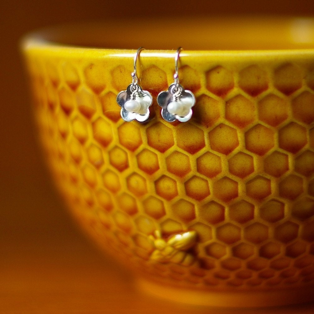 Tiny Pearl Blossom Earrings