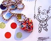 I WANT CANDY...petite rainbow cupcake candy sprinkles resin heart pendant necklace - sweet jewelry...by isewcute