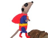Superman,Scifi Meerkat, knitted superhero, Handmade in UK, super man, meercat