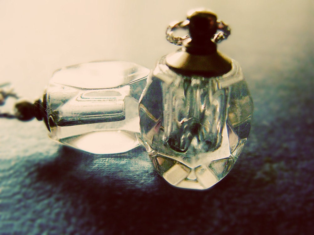 Delicate jewelry Romantic earrings little glass vial perfume bottle dangle earrings Secret Garden - free shipping in the US