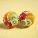 SALE - 44% was 18 now 12 - Fruit Tart Earrings - Tropical Feeling with Orange, Kiwi and Strawberries - M - Fruit Tart Collection
