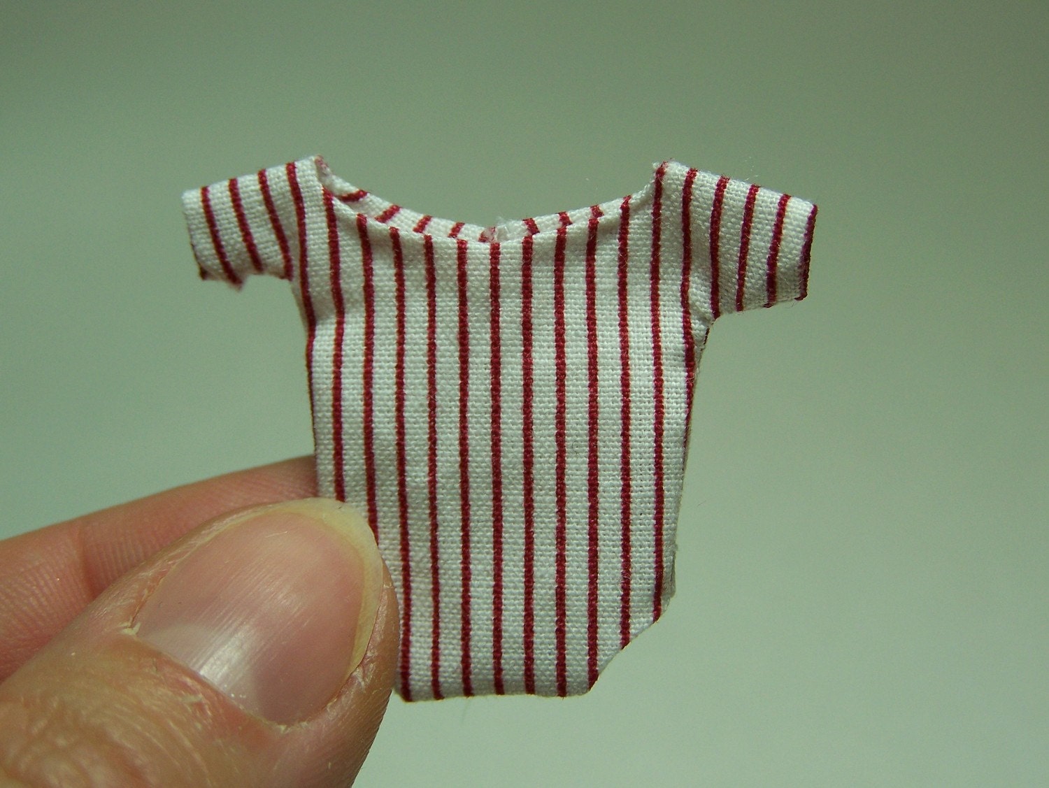 Red Striped Baby Onesie/ One-Piece Bodysuit - 1/12th scale miniature by CWPoppets