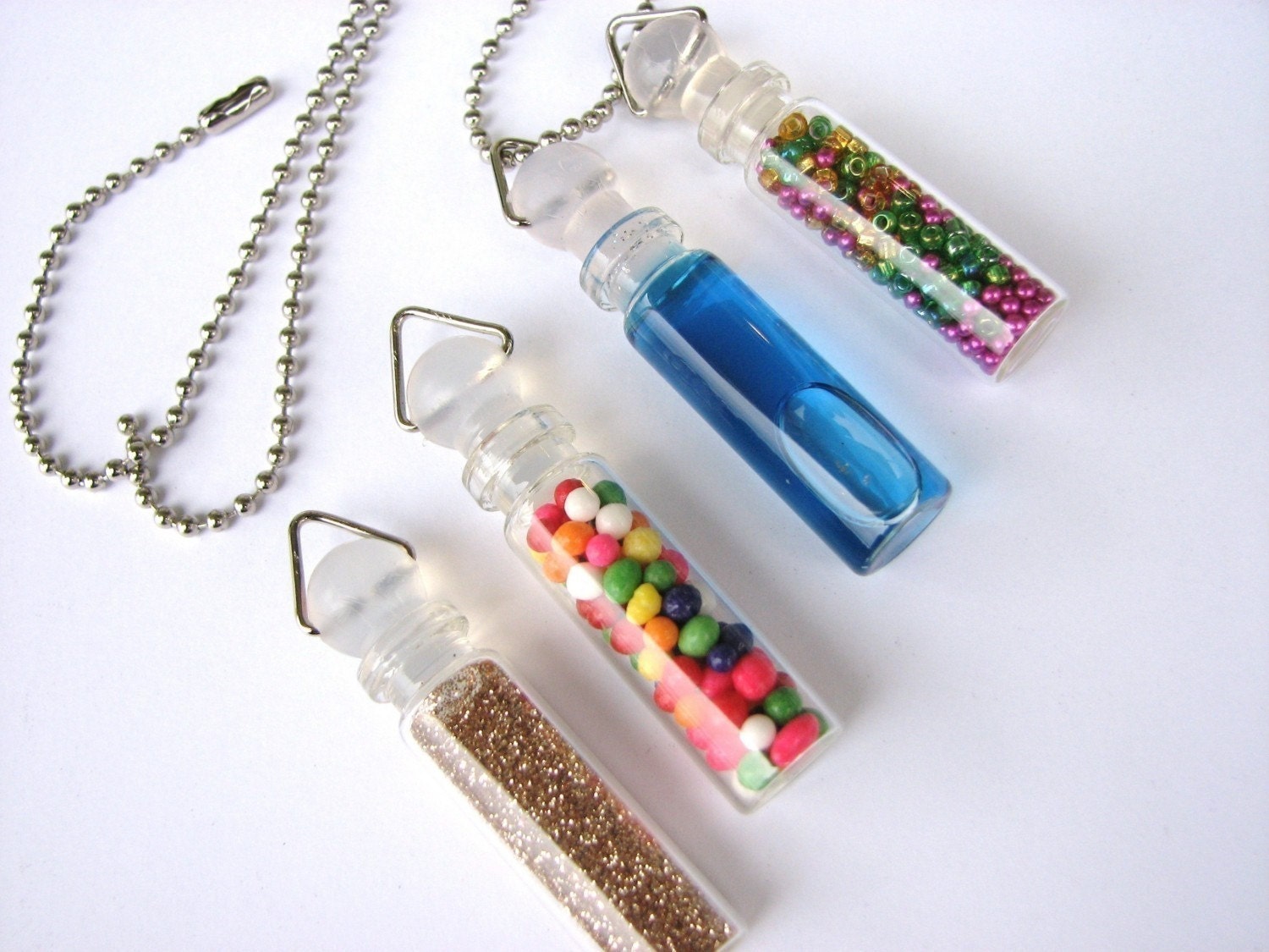 20  Clear Glass Bottles Vials Charms 35mm Pendants