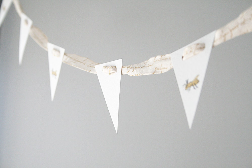Mini Bee Paper Garland, Pennant Bunting - Home and Occasion Decor, Nursery, Party Decorations, Bridal and Baby Shower