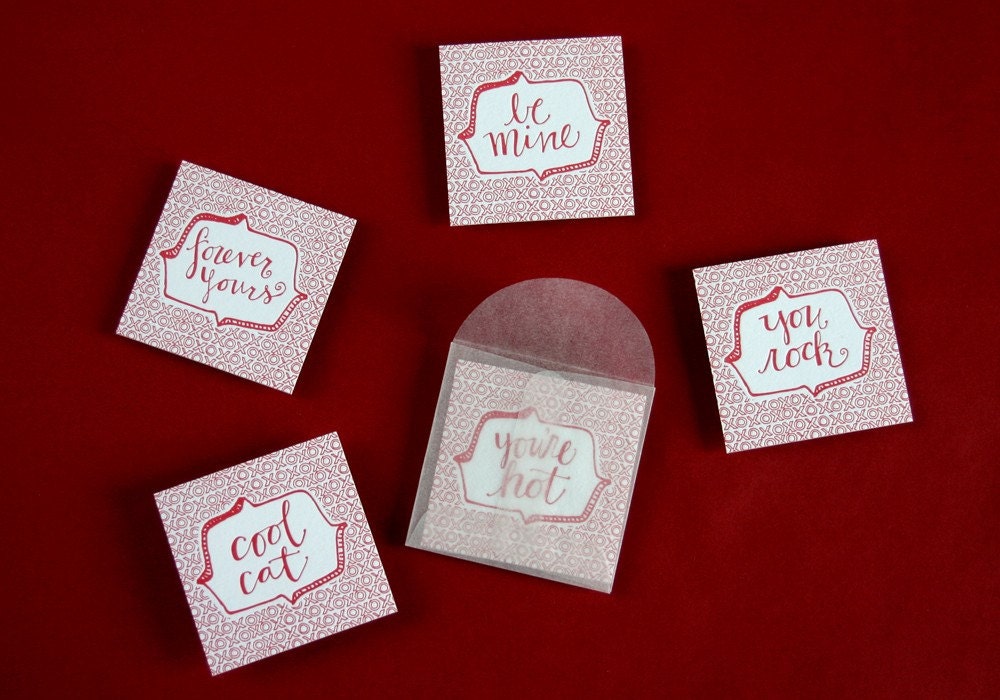 Tokens of Love - mini letterpress Valentines Day cards - set of 10