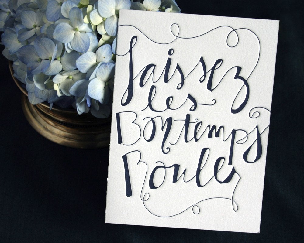 Let the Good Times Roll - navy letterpress card
