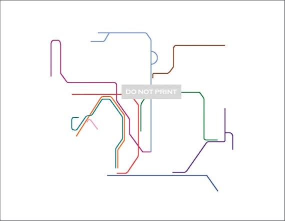 Hong Kong Subway Map ( LINE ART ) - 8.5 x 11 PRINT