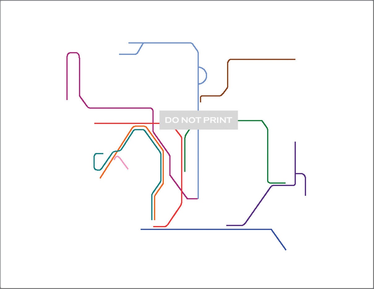 Hong Kong Subway Map ( LINE ART ) - 8.5 x 11 PRINT