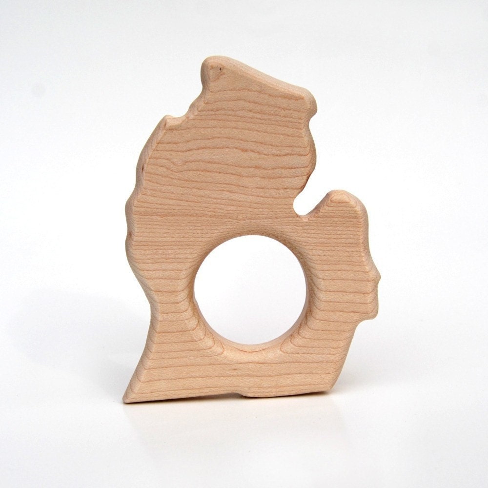 Little Michigan State TEETHING TOY - natural wooden teether for infants and toddlers